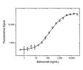 Fig. 2. Belimumab PK bridging ELISA using antibodies TZA0101 (capture) and TZA0102P (detection).